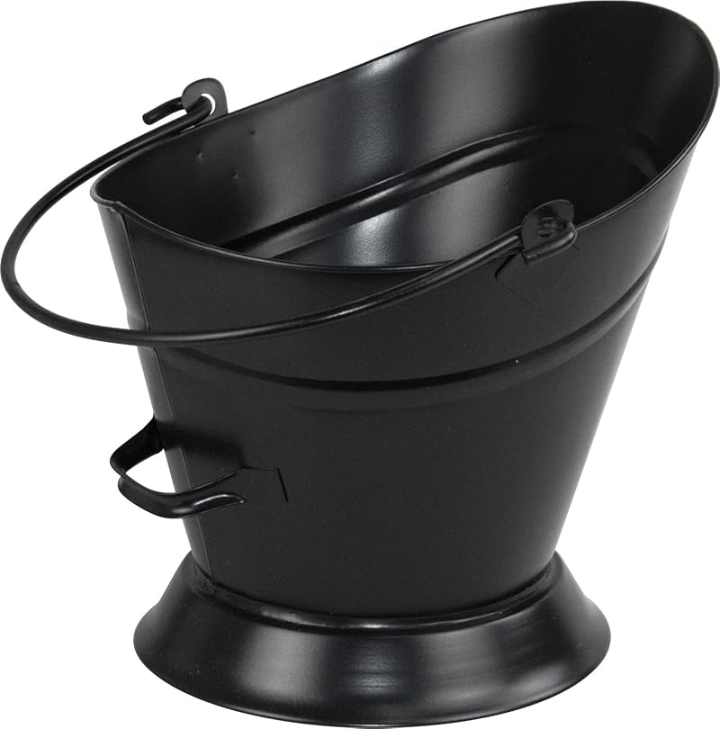 Sterling Ventures Galvanised Black Metal Round Coal Scuttle Bucket Hod 31cm