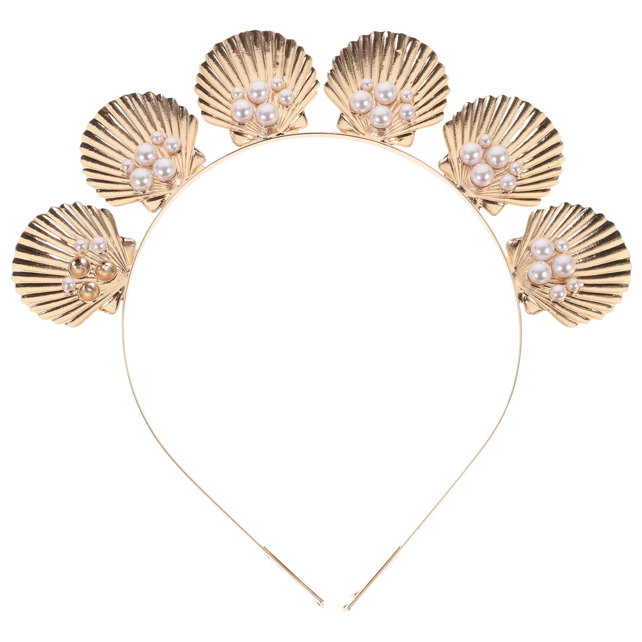 Lurrose Gold Alloy Hairband with Pearl Embellishments Non-Slip Elegant Headband for Women Party Wedding and Daily Wear 7.09X6.69X0.79In