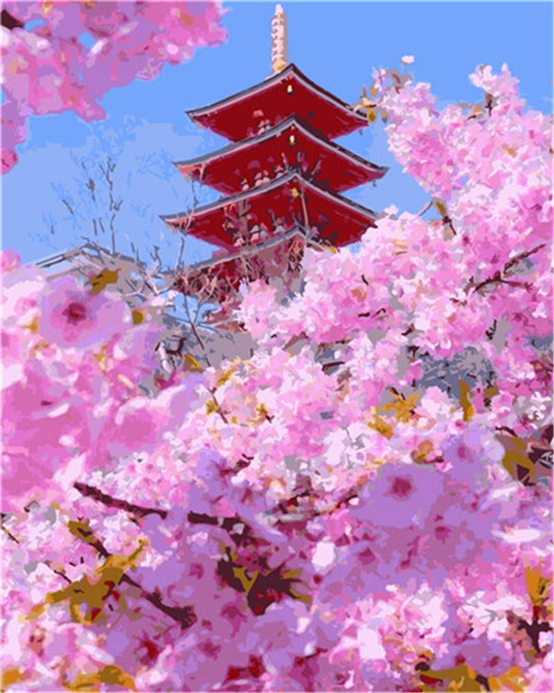 Gofission Paint by Numbers Blossom, 16x20 inch Canvas DIY Number Painting Kits No Frame (Blossom)