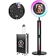 HARZHI 2-in-1 Roaming Photo Booth Compatible with Ipad 11in 10.9in 10.2in, Detachable Portable Photo Booth for Ipad Photobooth Machine Ring Light with Shell Stand Software APP, Flight Case,Black