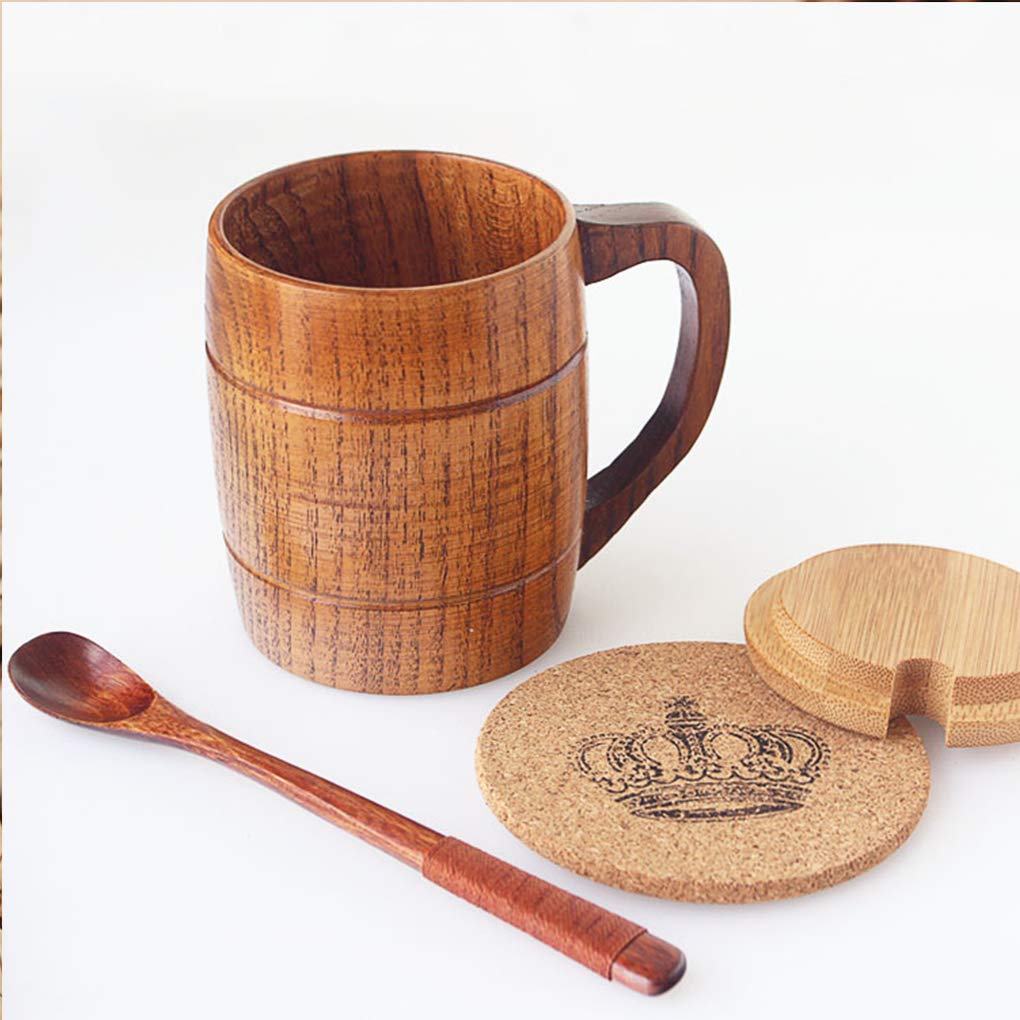 Wooden Beer Mugs with Handle Craft Beer Glasses Wine/Milk/ Coffee/Tea Cup eBay