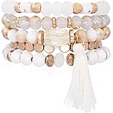 Mini Momo Bohemian Stackable Bracelet for Women Stretch Multi Layered Boho Tassel Beaded Bracelets Set Handmade Jewelry Gift
