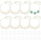 DICOSMETIC 8 Sets Bracelet Bezel Settings DIY Blank Bracelet Making Kit 12mm Stainless Steel Tray Bracelet Blanks Golden Bangle Cabochon Trays with Adjustable Bracelet Chain for DIY Jewelry Making