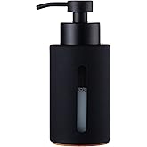 Enra Bathroom Soap Dispenser,12oz Glass Black Soap Dispenser Stainless Steel Liquid Pump,Refillable Hand Lotion Soap Dispenser for Bathroom Kitchen(Black)