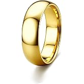 ORAZIO Stainless Steel Rings for Men Women 6MM 8MM Wedding Band Rings Silver/Black/Gold Domed High Polished Basic Wedding Bands Comfort Fit Size 6-14