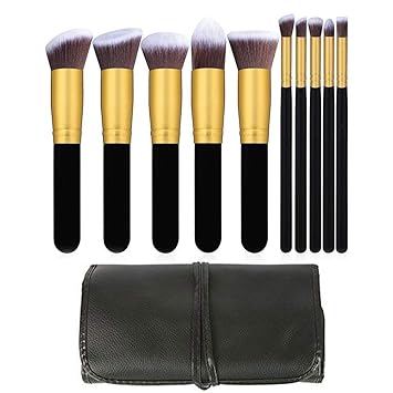 Allin Exporters 10 Pcs Makeup Brush Set Powder Foundation Eyeshadow Make Up Kit Cosmetics Brushes with Soft Synthetic Hair