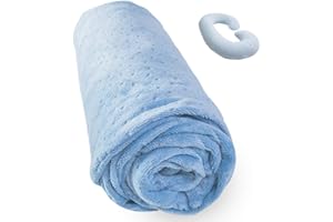 1 MIDDLE ONE C Shaped Pregnancy Pillowcase, Breathable Velour Replacement Cover with Zipper for Maternity Pillow, Cover Only (Light Blue)