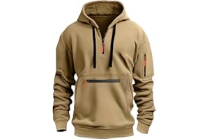 GENERIC Quarter Zip Pullover Men Long Sleeve Workout Hoodie Vintage Tactical Jacket