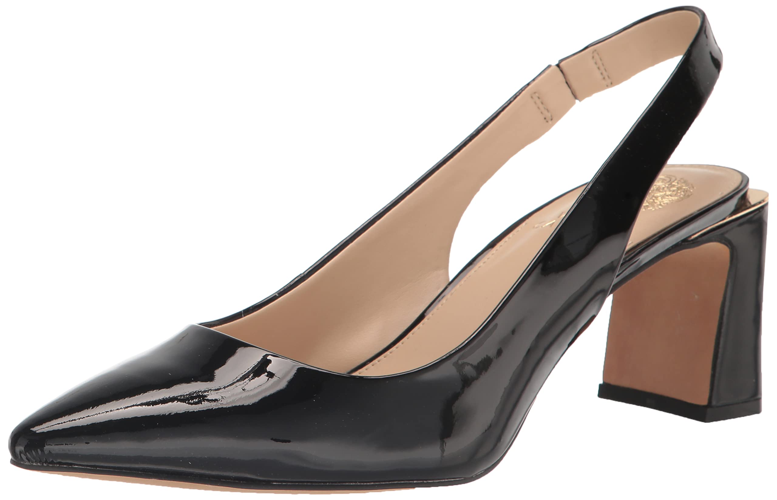 Vince Camuto Women’s Hamden Slingback Pump, Black Pat, 7.5