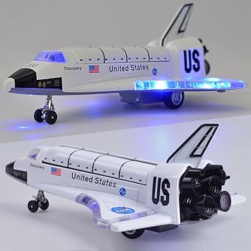 Leoie 8 Inch Alloy Force Control Space Shuttle Model with Light & Sound Toy Plane Gift for Children