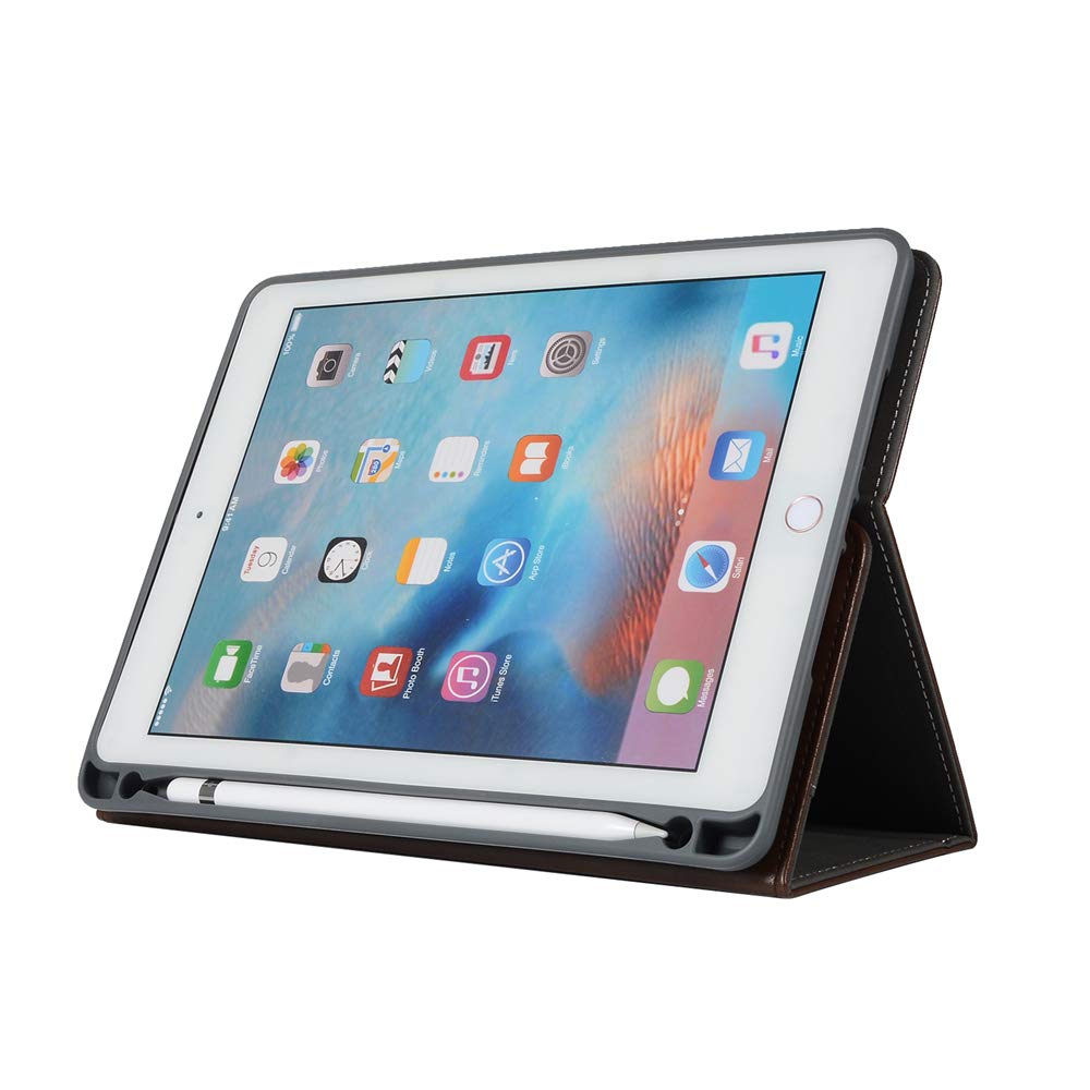 Hülle für Apple Neu iPad 2018 / 2017 9.7 mit Apple Pencil Halter und effektive Wärmeableitung TPU hintere Abdeckung, MLorras Premium Business Ultradünn Superleicht Stoßfest Smart Schutzhülle mit Auto aufwachen / Schlaf und Einstellbarem Stä