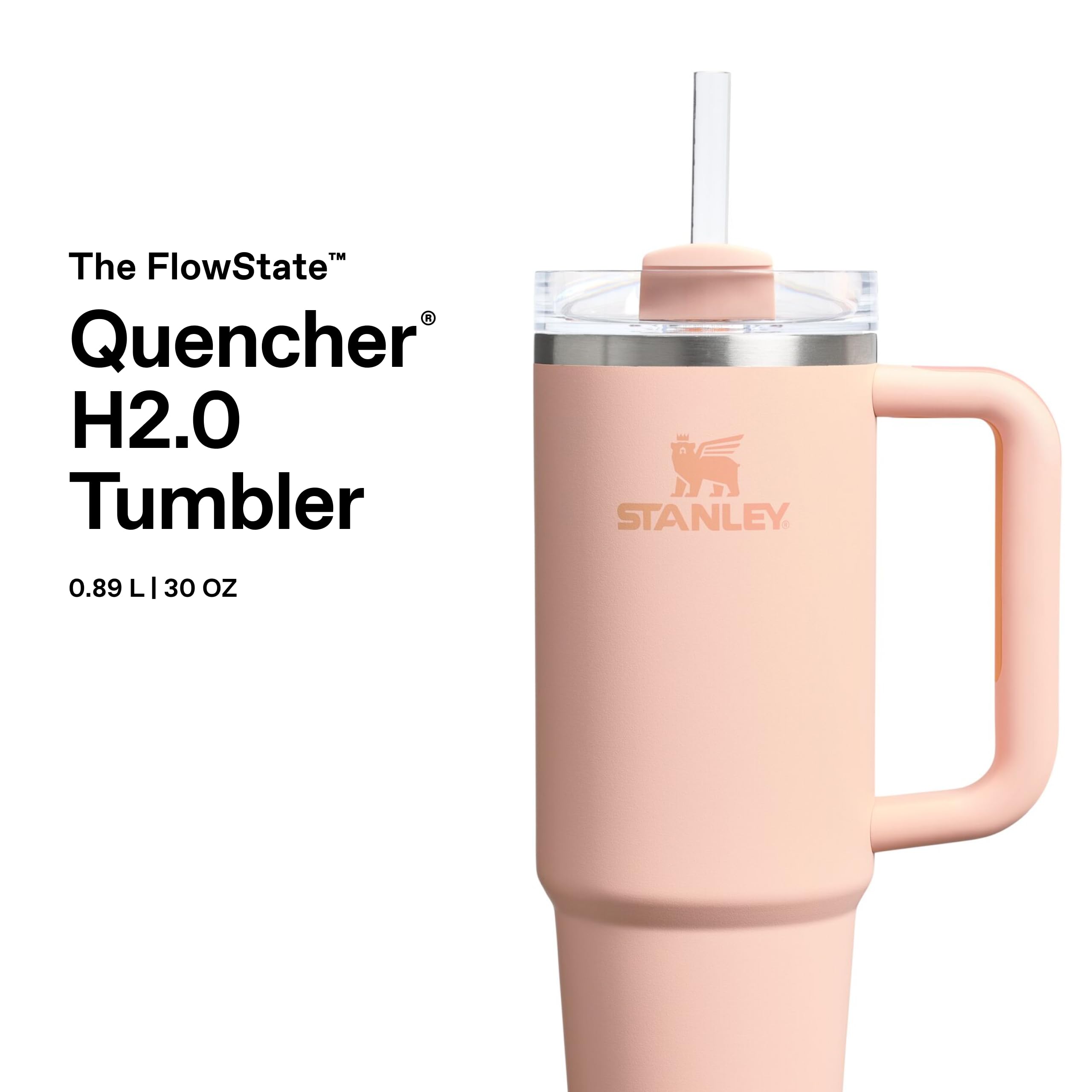 STANLEY 1913 Quencher H2.0 Flowstate Trinkflasche Mit Strohhalm 0.89L - Thermobecher Kühlt 9 Stunden - 40 Stunden Eisgekühlt - Thermosflasche BPA Frei - Edelstahl Trinkbecher - Orange Cream 3