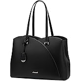 LOVEVOOK Laptop Tote Bag for Women, Work Bags Laptop Bag Teacher Tote Bag, Leather Computer Bag Large Purses Handbag Professional Briefcase, Black, Fits 15.6 Inch Laptop, Black
