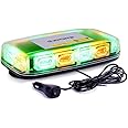 Xprite Upgraded 12" 72LED Rooftop Mini Strobe Lights, Emergency Safety Flashing Beacon Light Bar with Magnetic Base for 12V-24V Construction Vehicles, Trucks, Snow Plow, Postal Car (Amber/Green)