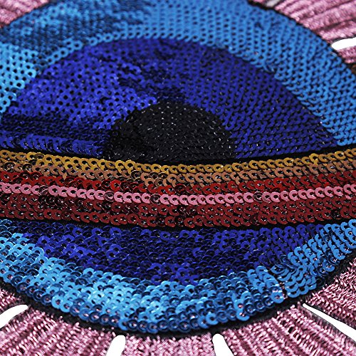 TH715 Globe Design Iron on Applique Patches for Jacket Garment Beaded Sequins Embroidery Sticker Sewing Apparel Accessories 1PC