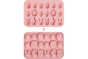 Easter Molds Silicone for Chocolate Candy, Easter Bunny Chocolate Molds Various Eggs Shaped Mold DIY Baking and Crafting Tool