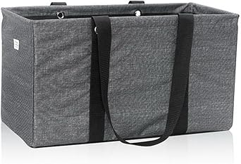 Thirty One Large Utility Tote in Charcoal Crosshatch - No Monogram - 3121