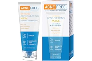AcneFree Acne Clearing Mask, 3.5% Sulfur Acne Treatment, Absorbs Excess Oil and Unclogs Pores with Vitamin C, Bentonite, and Zinc, 1.7 Ounce