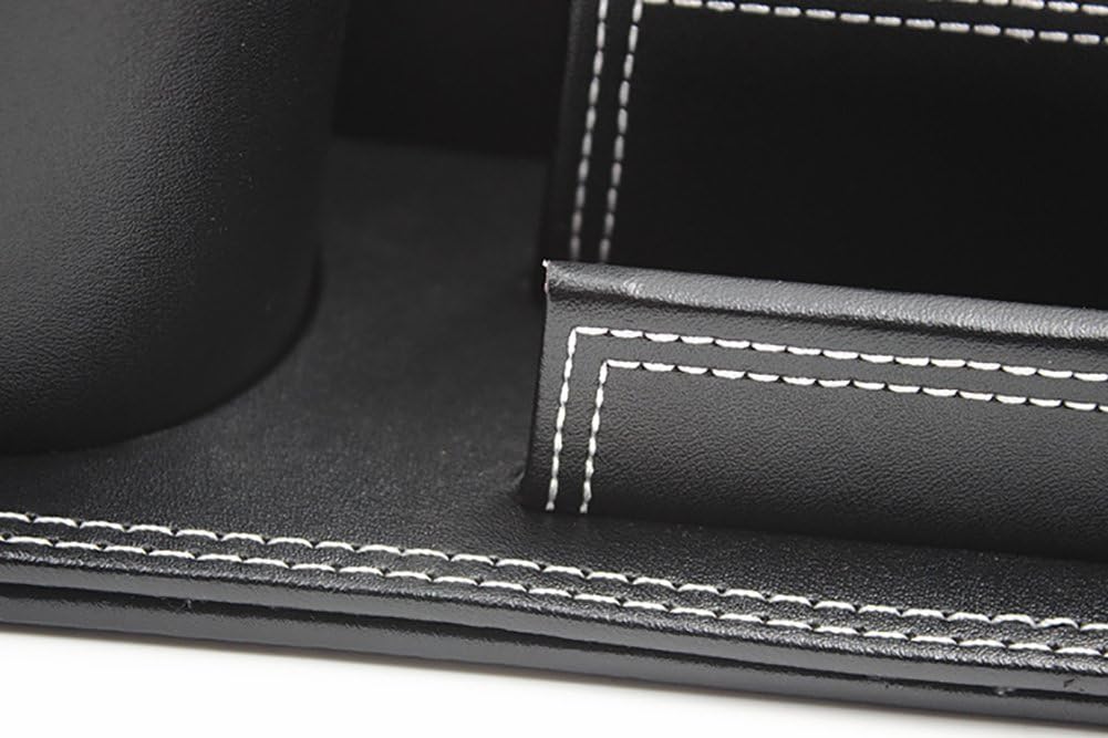 PU Leather Rounded Pen Holder and Business Card Holder Desk Organizer Stationery Storage Box Office Desktop Storage Supplies Decoration Ornament Box for Holding Pens Stapler Name Cards - Image 5