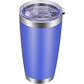 VEGOND 20oz Tumbler with Lid and Straw Stainless Steel Tumbler Cup Vacuum Insulated Double Wall Travel Coffee Mug Powder Coated Coffee Cup (Bluish Violet 1 Pack)