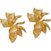 Chunky Gold Flower Studs Earrings Boho Sun Floral Earrings Trendy Large Floral Earrings Irregular Statement Earrings Jewelry for Women