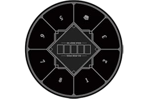nuveti 24/31/47/55/63inch Round Poker Mat for Texas Holdem | Portable Poker Table Top with Art Deco Layout Print 6-8 Player Game Layout Mat to Play Cards, Poker Games, Blackjack, Casino