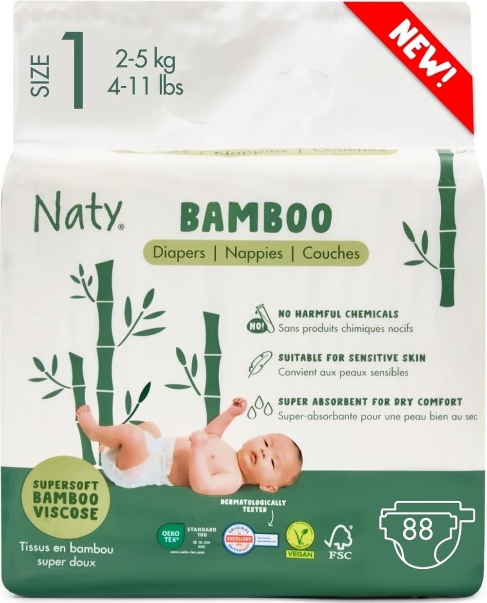 Naty Bamboo Viscose Baby Nappi...