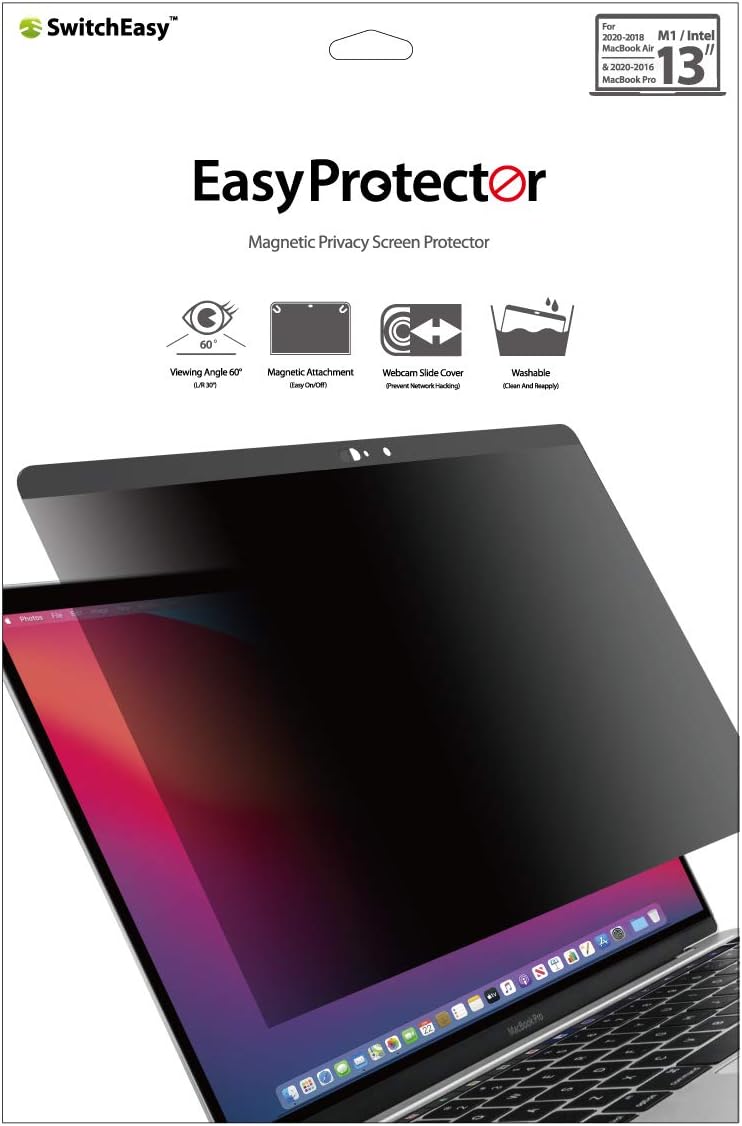 free laptop screen savers for 17 inch on Amazon Com Switcheasy Easyprotector Macbook Magnetic Privacy Screen Protector 13 Macbook Air 2020 2018 Macbook Pro 2020 2016 Blue Light Filter Anti Glare Bubble Free With Camera Cover Slide Computers Accessories