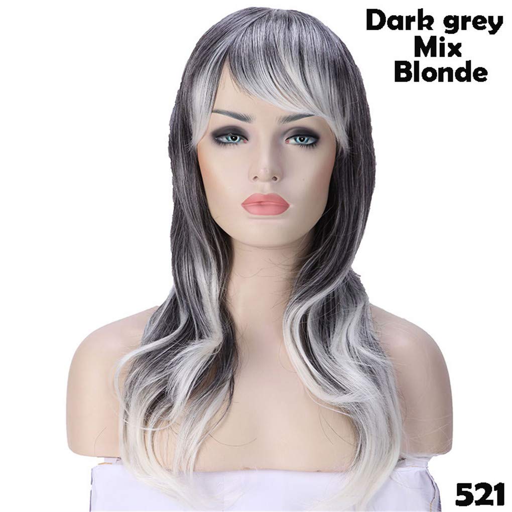 Amazon Com 56cm Loose Wave Cosplay Wig Blue Red Pink Grey
