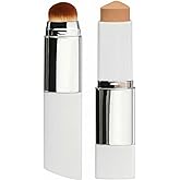 Color Changing Foundation Stick with Built-In Brush, Blanc Cover Cream Stick, Medium to Full Coverage, Dewy Natural Finish, Easy Blend All-in-One Base Makeup, Natural Color, 14g
