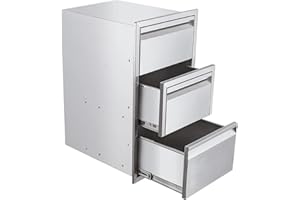 GUDESEN 17" W x 30" H x21 D Outdoor Kitchen Drawers Stainless Steel, Flush Mount BBQ Island Built-in Drawer Weatherproof for Outdoor Kitchen Island and Grill Station