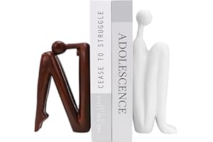 Decorative Bookends for Shelves, Bookends for Heavy Books Resinous Thinker Statue, Book Shelf Decor, Modern Creative Office C