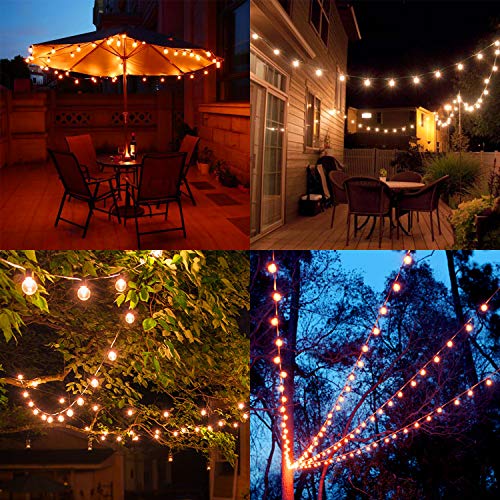 LangPlus+ Outdoor String Lights Mains Powered, 50FT Waterproof Festoon Lights with 46PCS E12 Sockets, 46+4 G40 LED Globe Bulbs(4 Spare), Shatterproof Patio Light for Festival Party Christmas Birthday