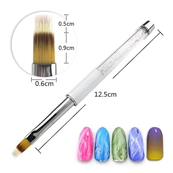 Clear Rhinestone Acrylic Handle Flat Nylon Hair Ombre Brush