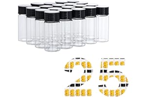 QOAEZK 25 PCS 30ML Clear Small Liquid Sample 27.5 * 84mmGlass Vials with Screw Caps, Leak-Proof Vial, Black Screw Cap with PE Liners