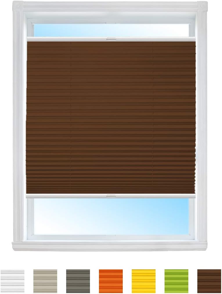Pleated roller blind made to measure, with Klemmfix blackout blind, Easyfix clamp bracket clamped without drilling, Roman blind for windows and doors, Fabric Metal, brown, Stoffmuster, Breite: 20cm, Höhe: 20cm