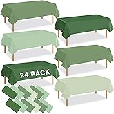 24 PCS Sage Green Plastic Tablecloth 4 Color Disposable Plastic Tablecloth 54x108'' Green Table Cloths for Parties Rectangle Table Cover for Baby Shower Bride Shower Easter Birthday Party Decorations