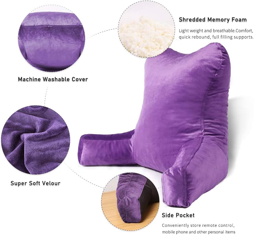 mittaGonG Slim Waist Backrest Reading Pillow with Arms Back Pillows for Sitting in Bed Removable Cover Suited for Ladies: Home & Kitchen