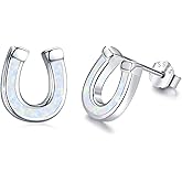 925 Sterling Silver Cute Animal Earrings Synthetic Opal Earrings Hypoallergenic Earrings Dainty Stud Birthday Gift for Her