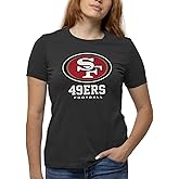 Team Fan Apparel Women's NFL Ultimate Fan Logo Short Sleeve T-Shirt - 100% Cotton - Officially Licensed - Tagless Tee (San Francisco 49ers - Black, Large)