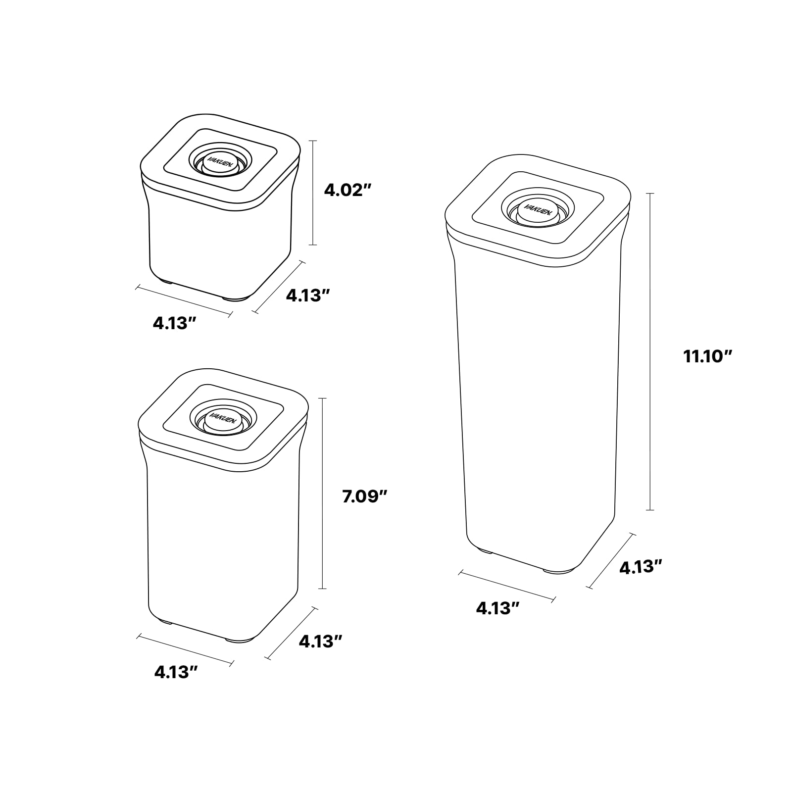 Premium Airtight Food Storage Containers, Square-S 3PC-SET, Smart One-Click Seal Lid, No Hinges, 100% Leak Proof, BPA-FREE, Dishwasher, Freezer & Microwave Safe