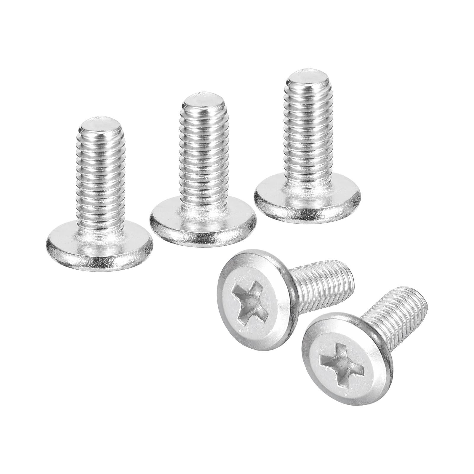 Photo 1 of uxcell M5x12mm Flat Round Head Phillips Head Screws, 10Pcs 304 Stainless Steel Phillips Drive Machine Screw, Full Thread, Bright Finish, Furniture Screw Connection Bolt Screw