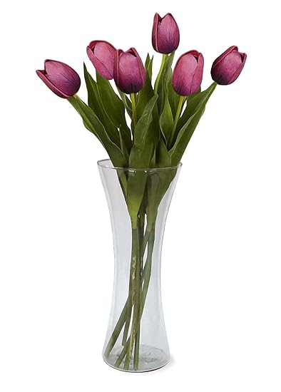 Buy Tied Ribbons Glass Vase Decoration With Artificial Tulip