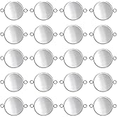 Shapenty 20PCS Stainless Steel Round Bezel Blank Links Pendant Tray Connectors with Double Loops for Earrings Bracelet Necklace Keychain DIY Craft Resin Glass Cabochon Jewelry Making Project