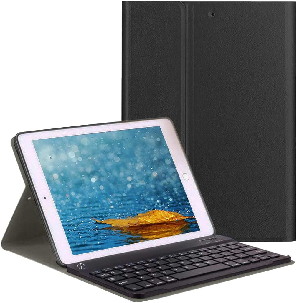 Xmate Smart Foldable Folio Case with Wireless Keyboard for iPad Pro 11 inch 2018, Precise Slots, Durable PU Leather, & Magnetic Closure Case (Black)