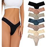 Lace Thongs for Women Breathable Comfort Sexy Womens Underwear Seamless Low Rise T Back Cheeky Ladies Panties 7 Pack