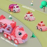 JQLM 5-in-1 Unicorn Truck Toy for Girls Pink Carrier Car with Music Lights view 7
