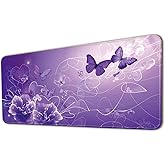 Flodirise Desk Pad Protector, Office Desk Mat, Large Mouse Pad, Non-Slip Desk Blotter, 23.6x11.8 inch, Purple Butterfly