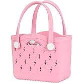 MONSOCIO Rubber Beach Tote Bag Small, Waterproof Modern Design Double Handle Travel Pool Swim EVA Bag