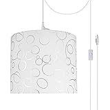 Aspen Creative, White, 71088-21 One Plug-in Swag Pendant Light Conversion Kit with Transitional Drum Fabric Lamp Shade, 12" Width